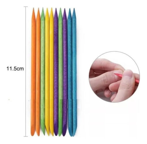 Palito De Naranjo Para Uñas Cutícula 100pz Colores Empujador_4